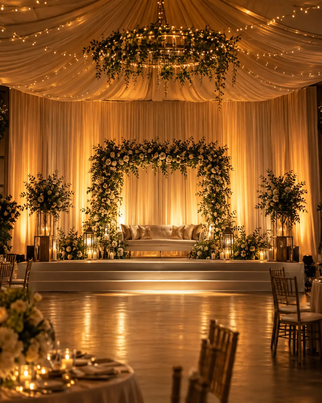 Event lighting stage design in use at a venue